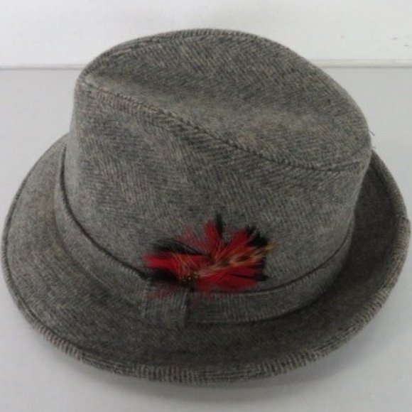 Stetson Other - Grey Wool Herringbone Fedora Hat